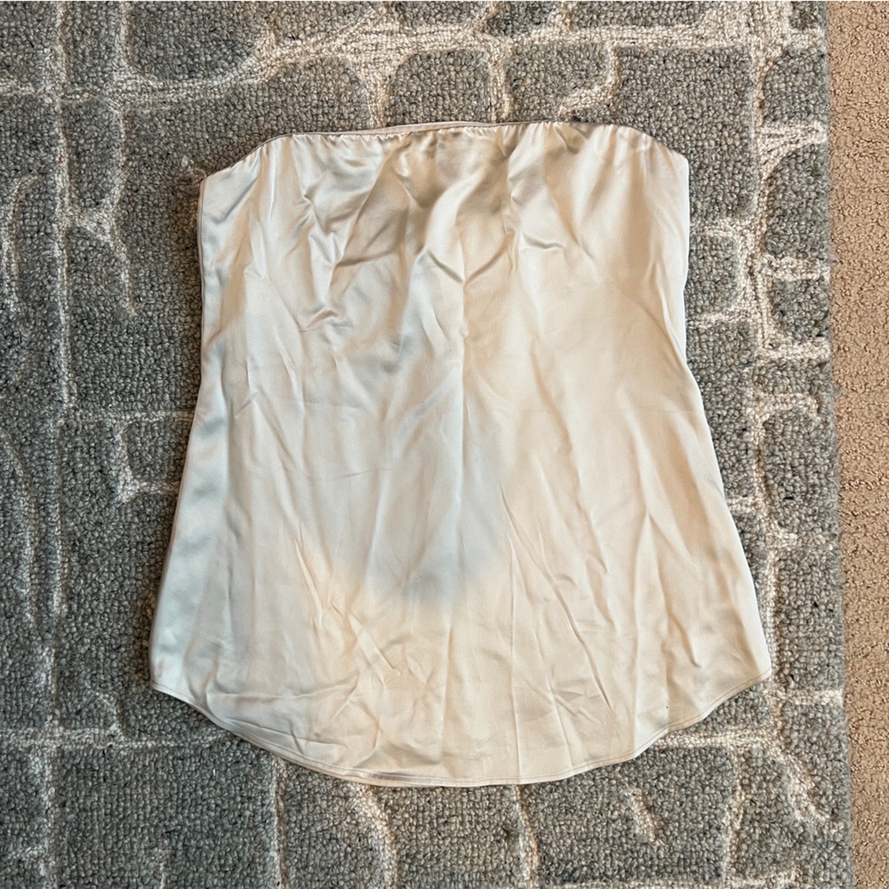 Theory silk strapless blouse